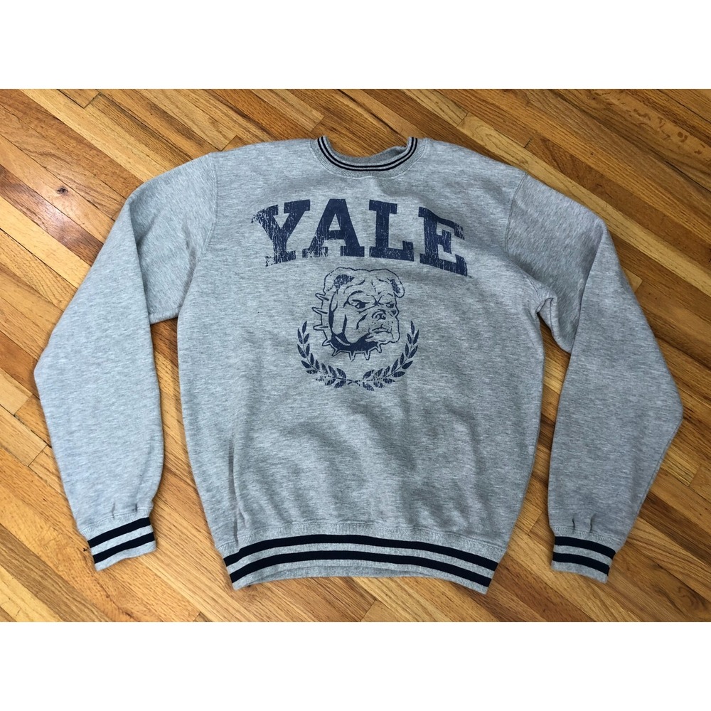 Yale Bulldogs Football‎ Team Sweatshirt Women US M Gray Logo Graphic Long Sleeve